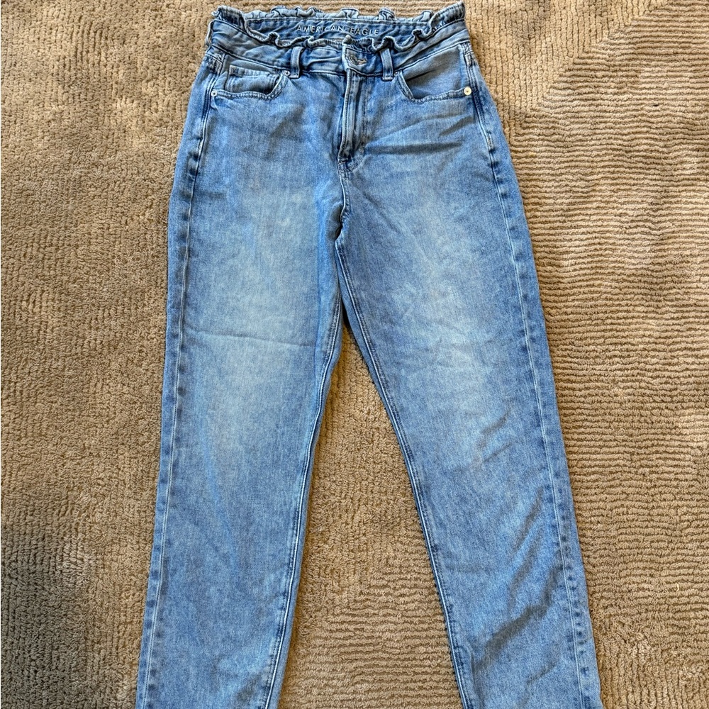 American Eagle Mom Jeans with rushed waist